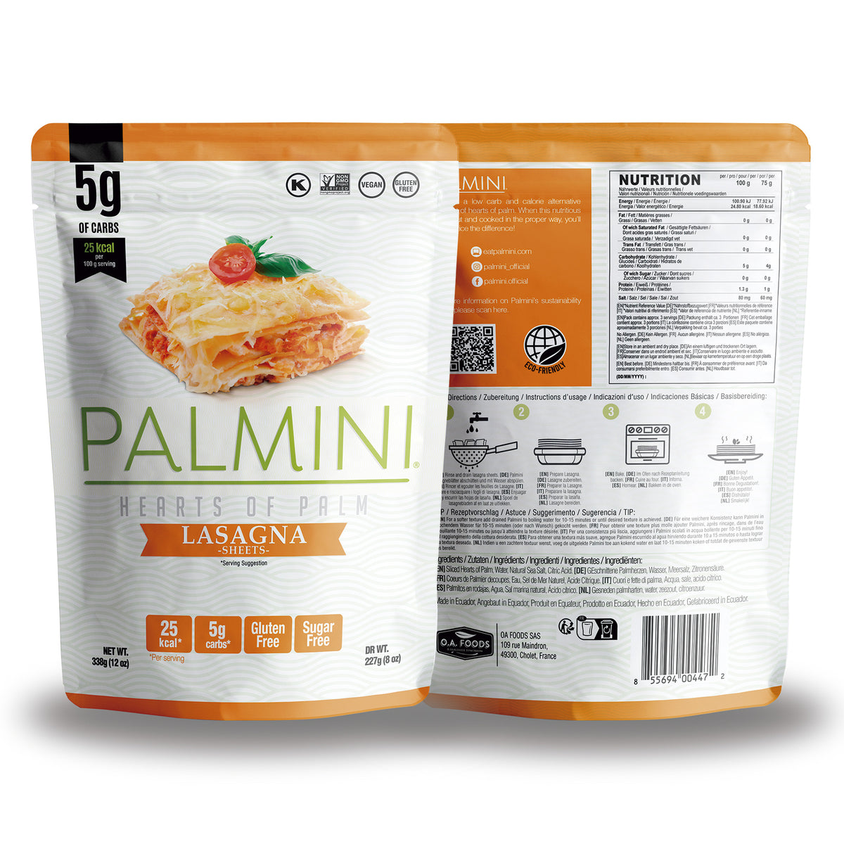 Palmini - Lasagnes - 5 g de glucides - Sans gluten - Paquet de 338 g