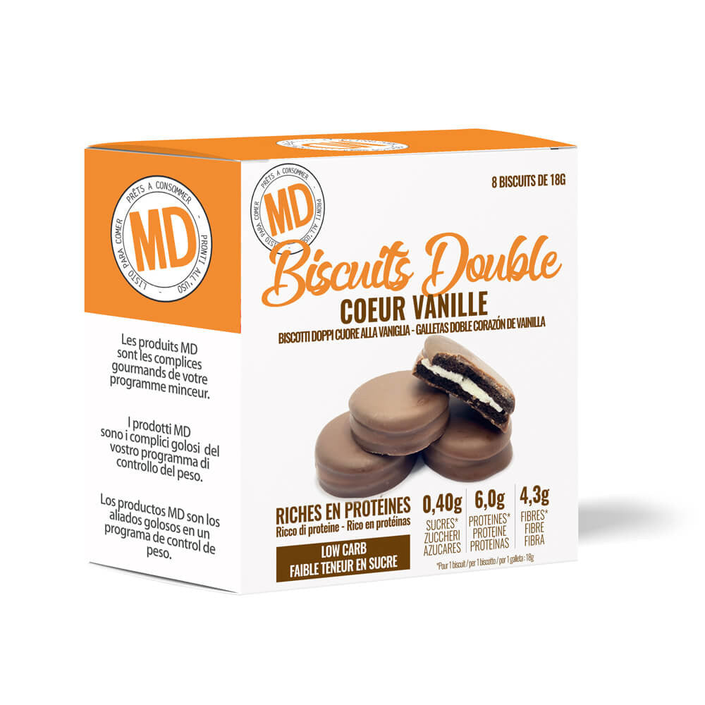 Biscuits protéinés low carb double coeur saveur Vanille Boîte de 8 MD
