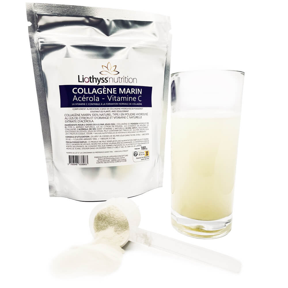Collagène Marin en Poudre : collagène marin naturel hydrolysé + acérola