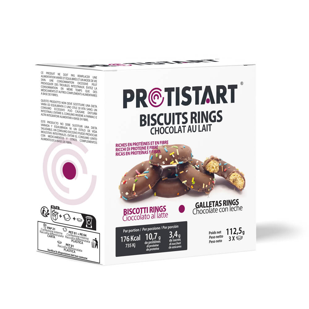 Lot de 3 boîtes de Biscuits Protéinés Rings Chocolat au Lait - Protistart