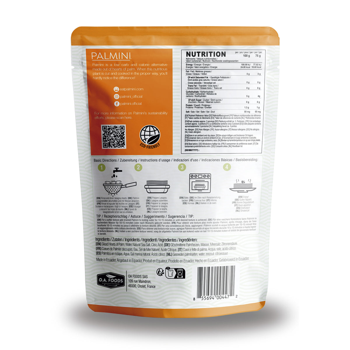 Palmini - Lasagnes - 5 g de glucides - Sans gluten - Paquet de 338 g