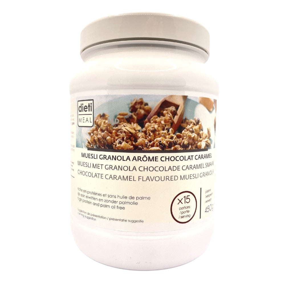 Müesli protéiné Chocolat Caramel hyperprotéiné POT 450G Dietisnack
