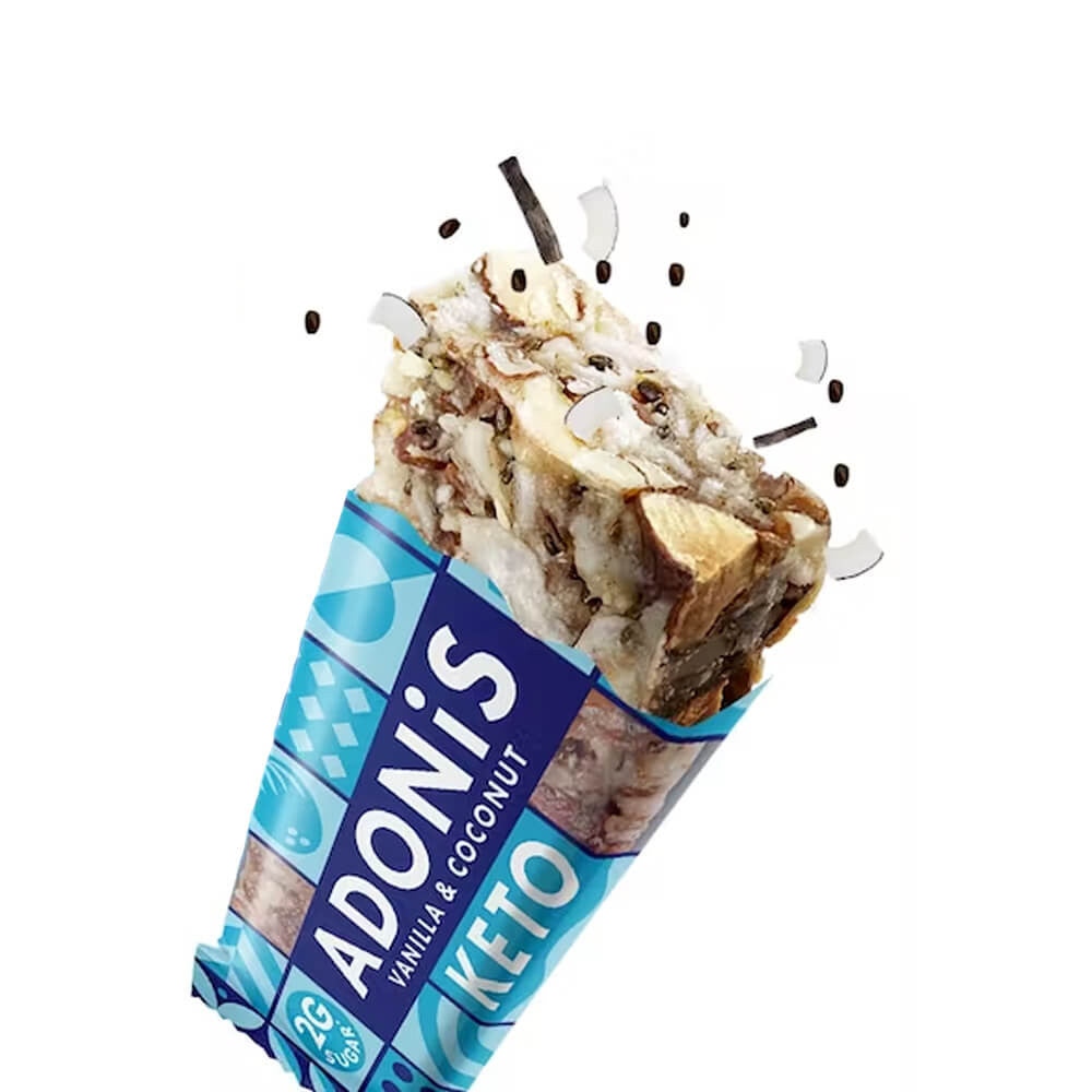 Barre keto Vanille et noix de coco Low carb 35g Adonis