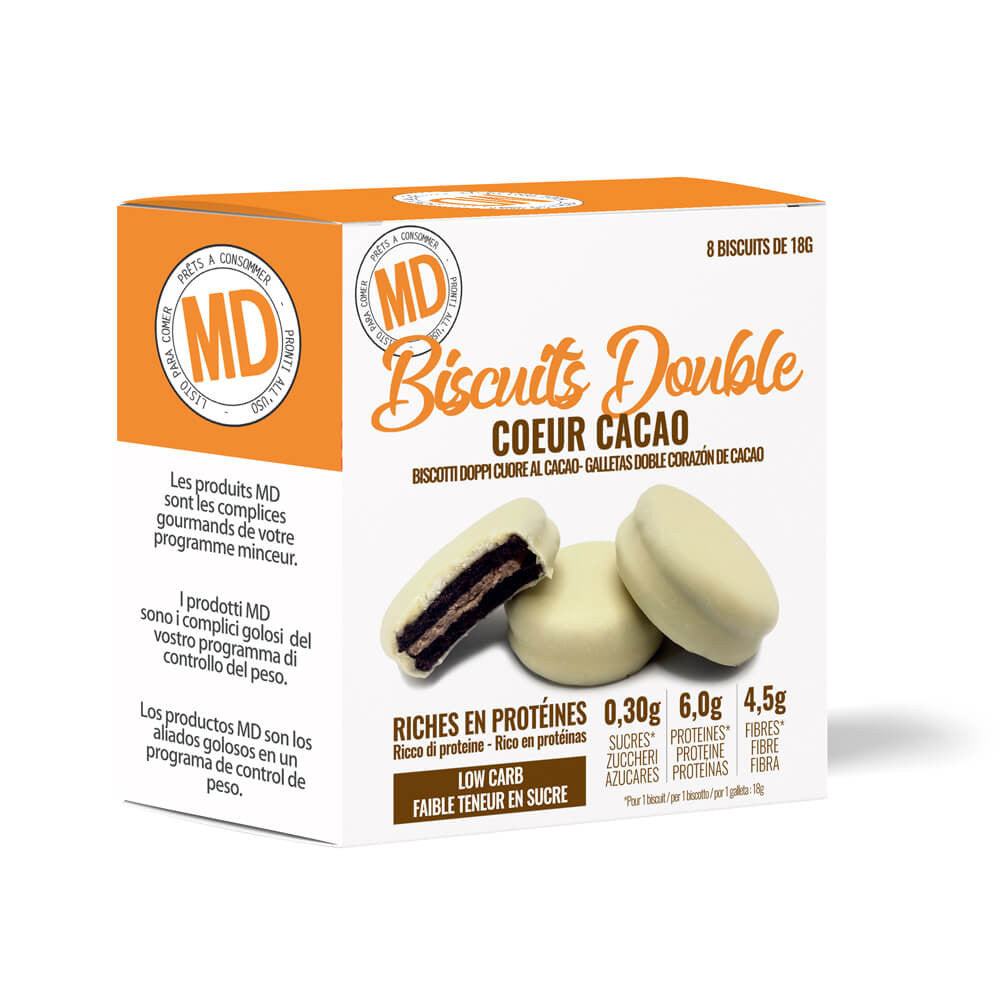 Biscuits protéinés low carb double coeur saveur Cacao Boîte de 8 MD