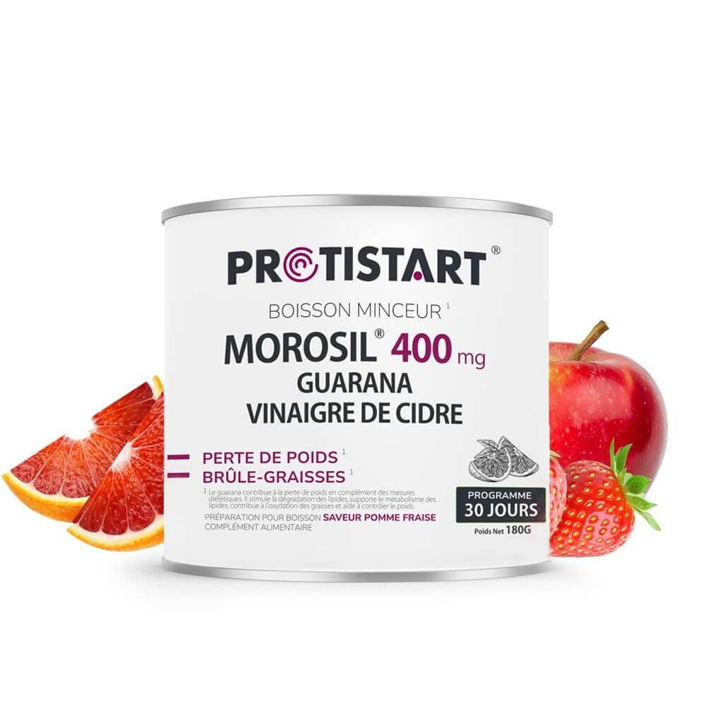 Morosil® 400 mg Vinaigre de cidre Guarana Boisson brûle-graisses pomme-fraise – 30 jours PROTISTART