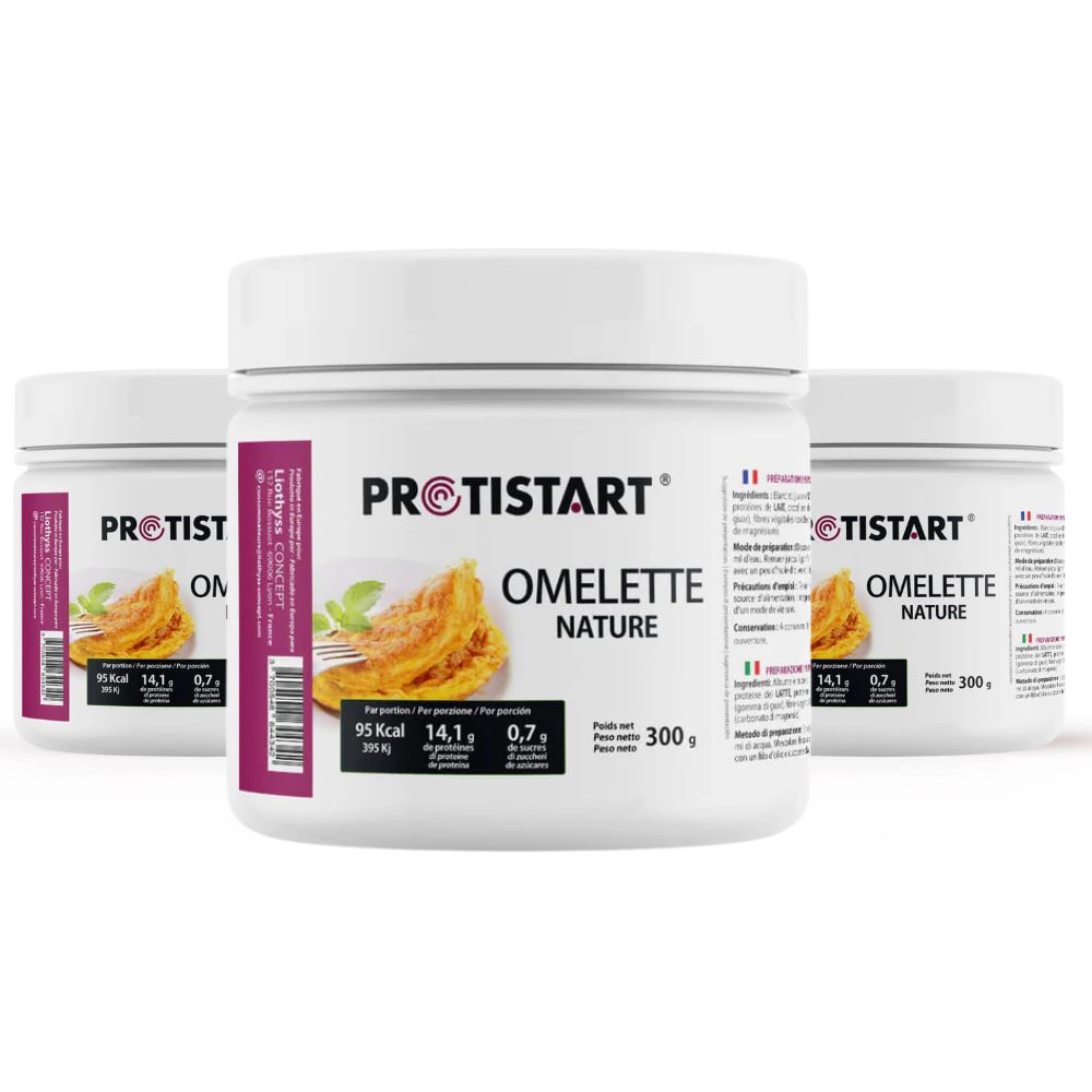 Lot de 3 - Omelette protéinée nature PROTISTART - Pot 300g - 36 portions